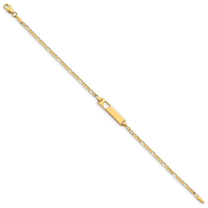 10K Yellow Gold Figaro Link Id Chain Bracelet