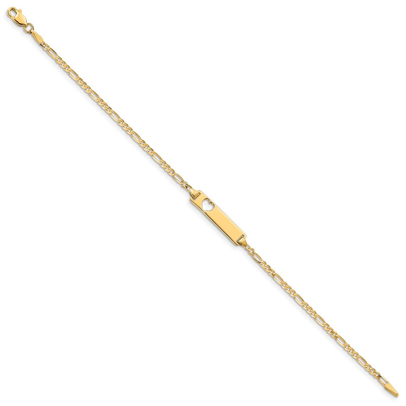 10K Yellow Gold Figaro Link Id Chain Bracelet