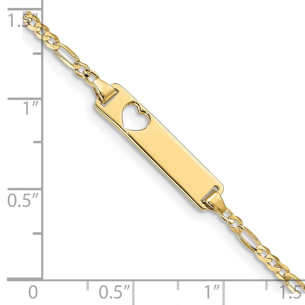 10K Yellow Gold Figaro Link Id Chain Bracelet