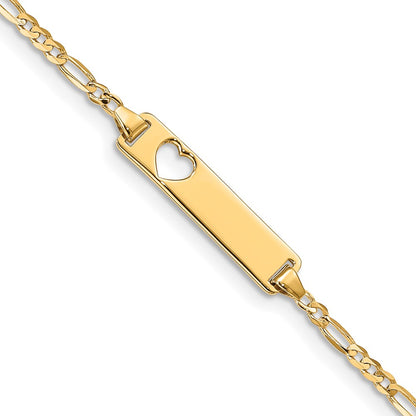 10K Yellow Gold Figaro Link Id Chain Bracelet