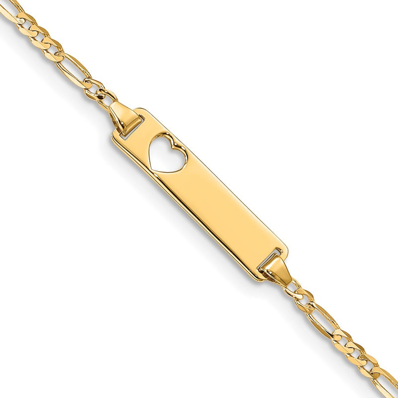 10K Yellow Gold Figaro Link Id Chain Bracelet