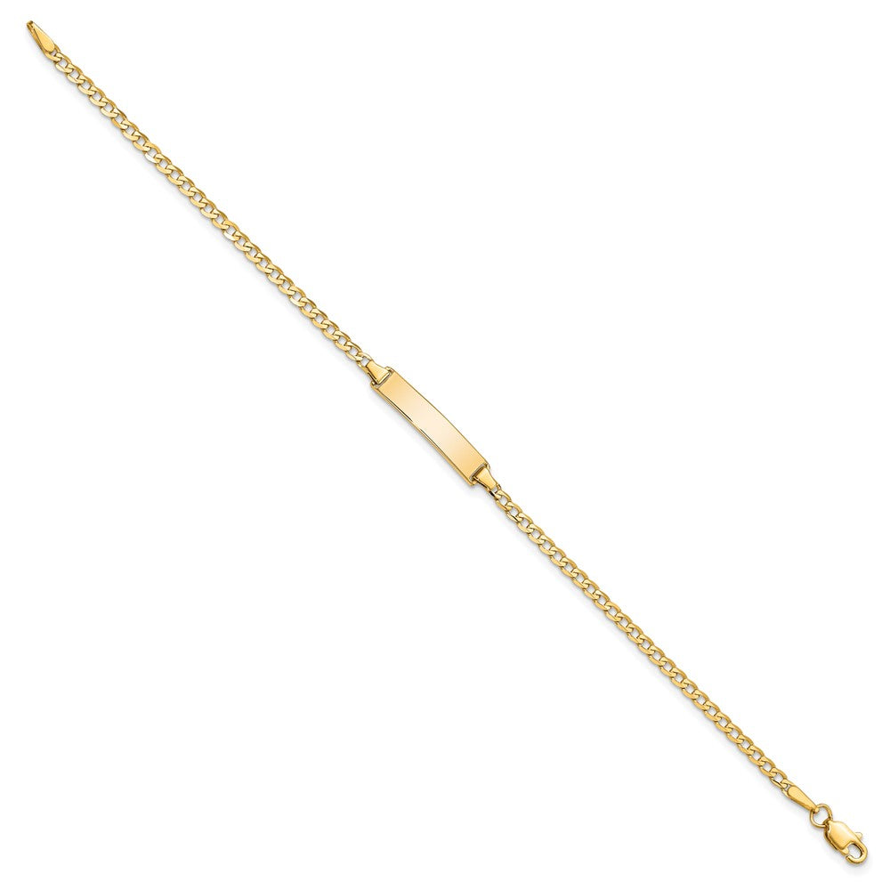 10k Yellow Gold Flat Curb Link ID Chain Bracelet