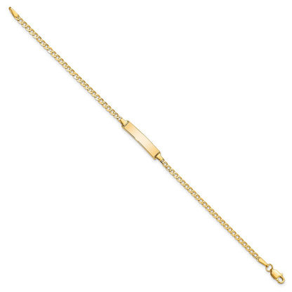 10k Yellow Gold Flat Curb Link ID Chain Bracelet