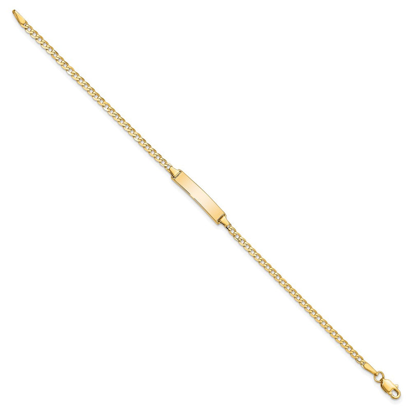 10k Yellow Gold Flat Curb Link ID Chain Bracelet