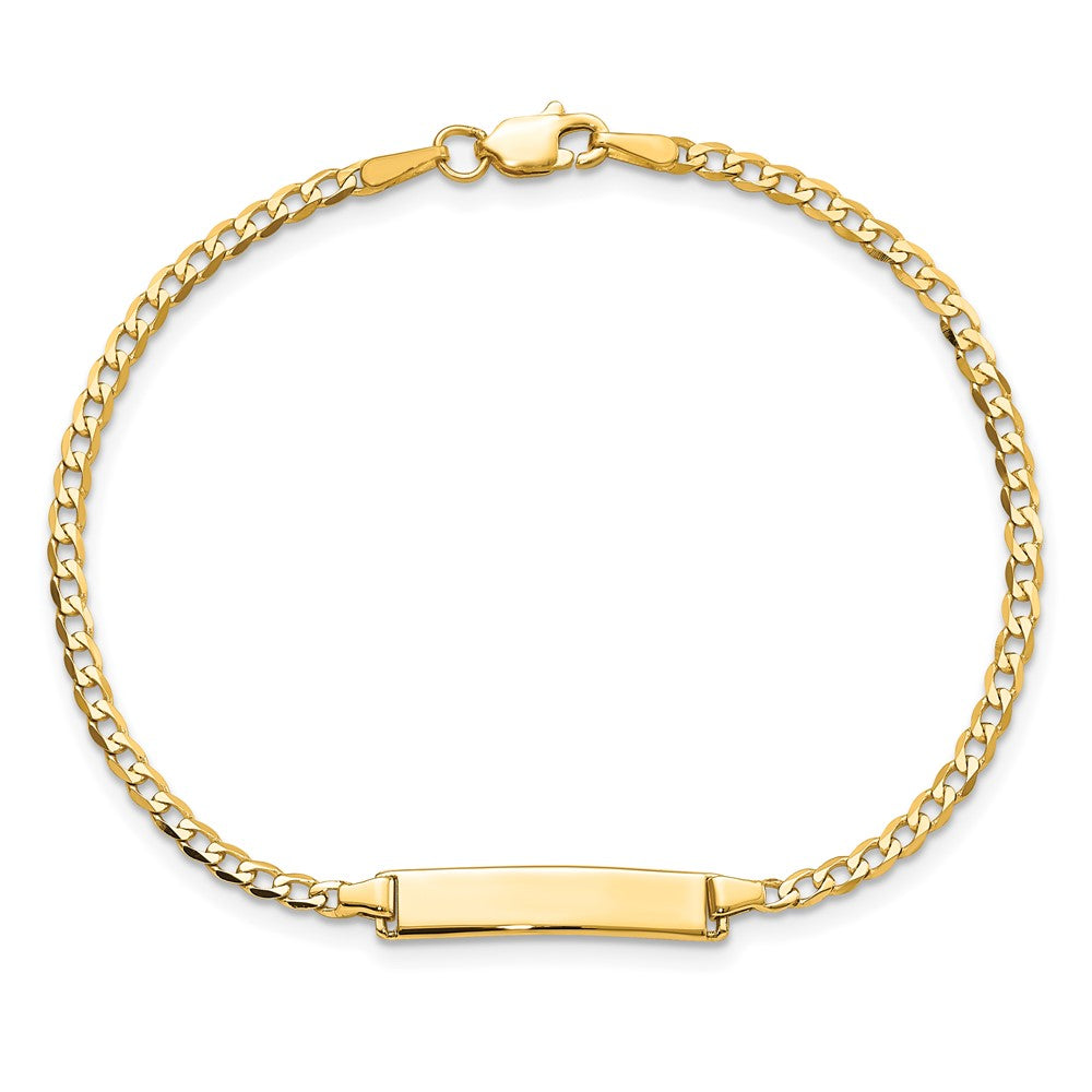 10k Yellow Gold Flat Curb Link ID Chain Bracelet