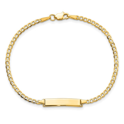 10k Yellow Gold Flat Curb Link ID Chain Bracelet