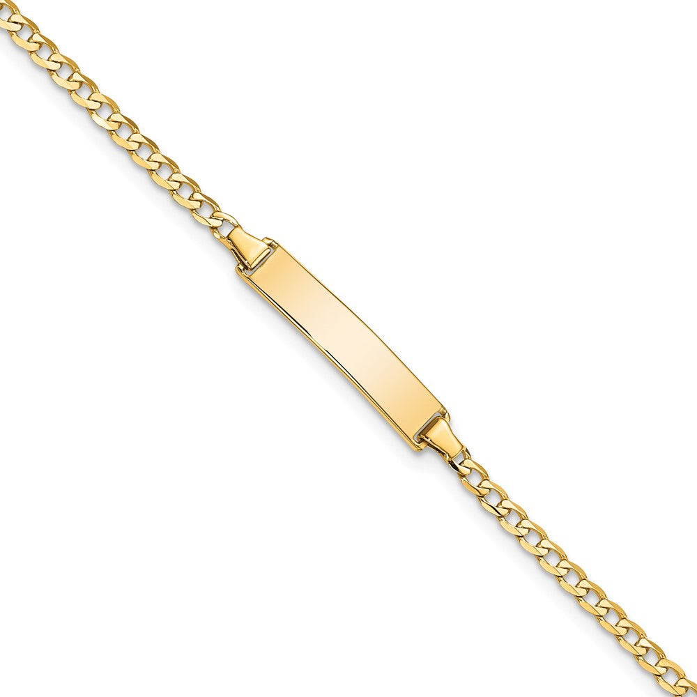 10k Yellow Gold Flat Curb Link ID Chain Bracelet