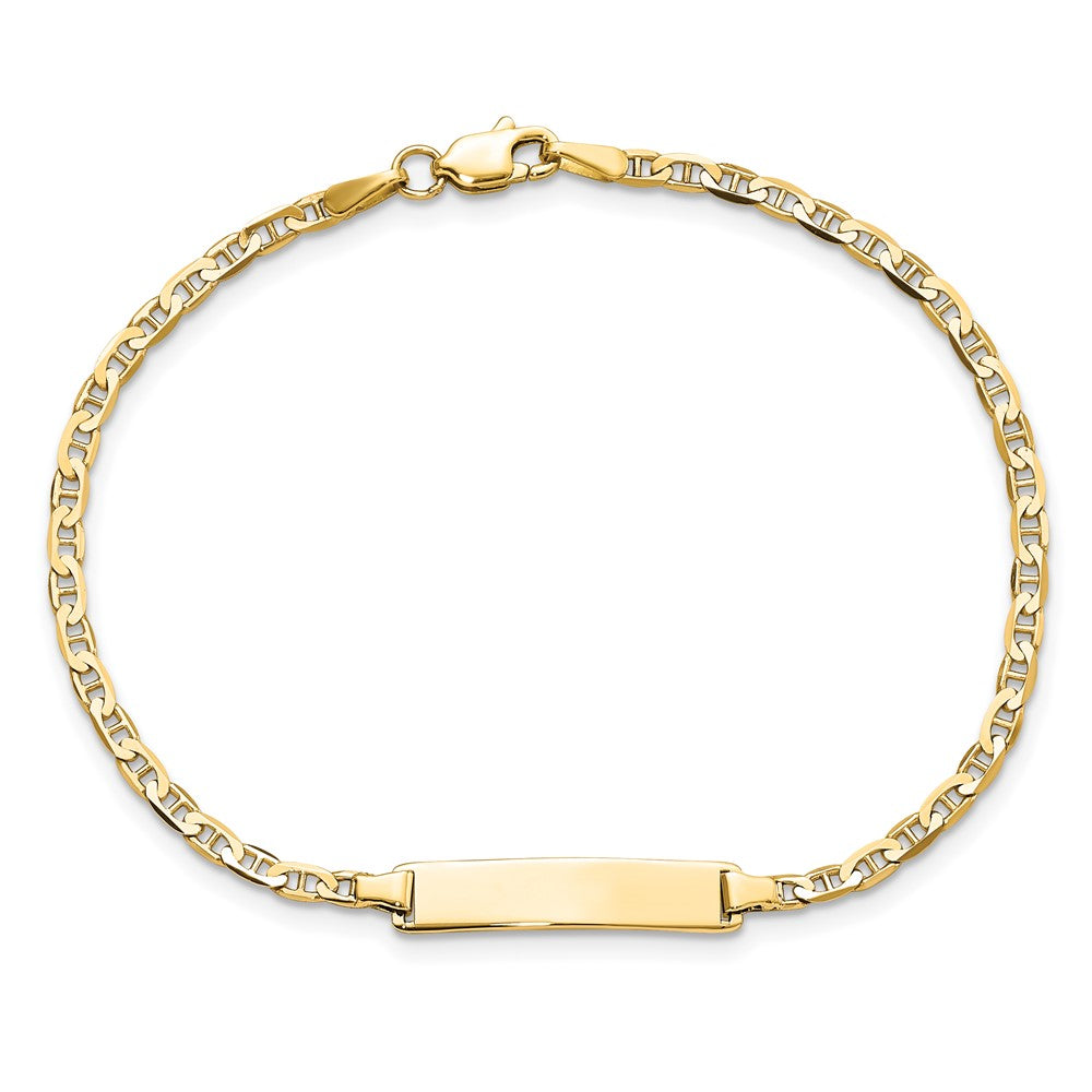 10k Yellow Gold Flat Anchor Link ID Chain Bracelet