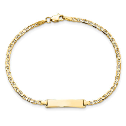 10k Yellow Gold Flat Anchor Link ID Chain Bracelet