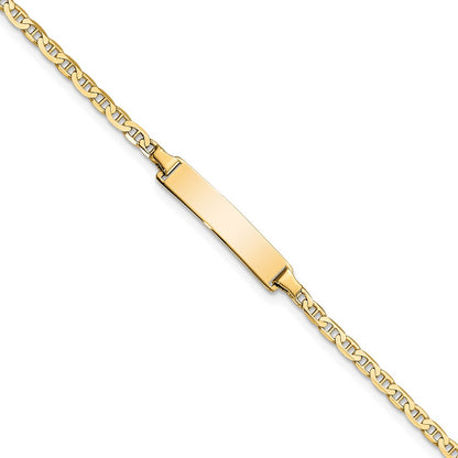 10k Yellow Gold Flat Anchor Link ID Chain Bracelet