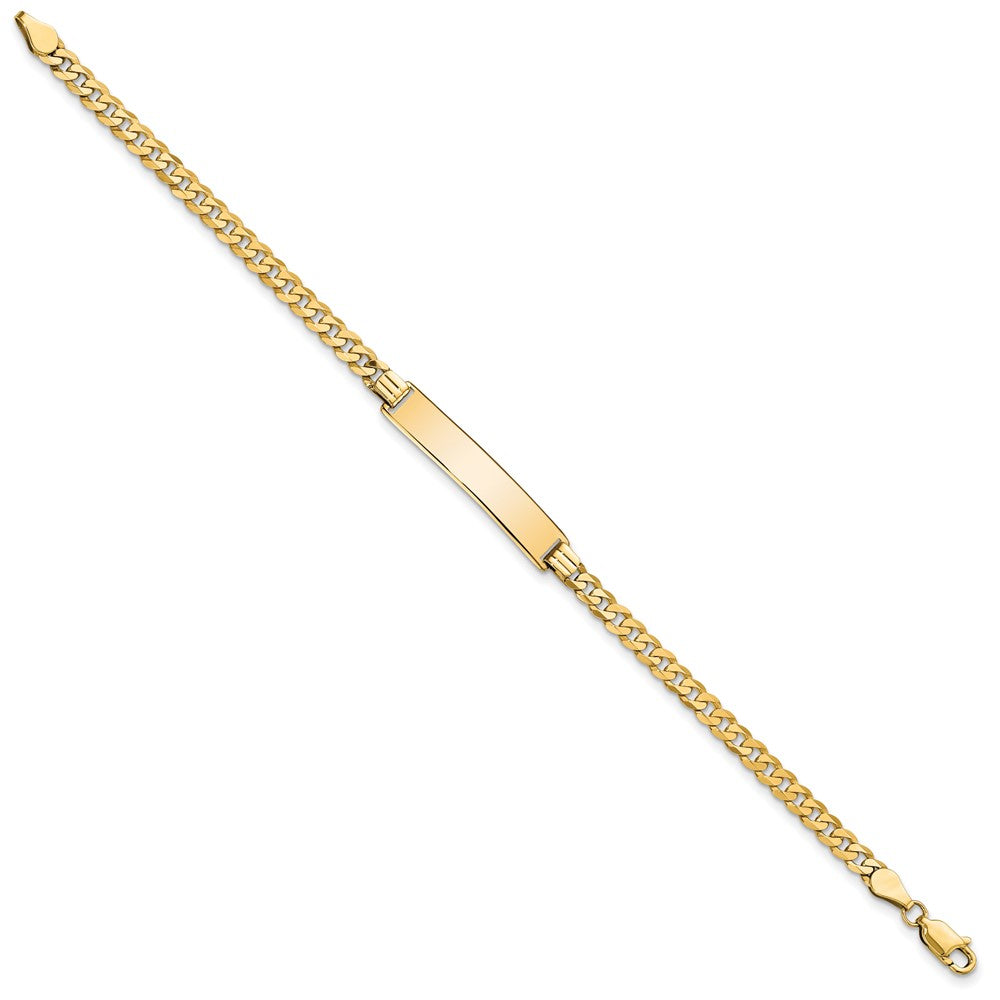 10k Yellow Gold Flat Curb Link ID Chain Bracelet