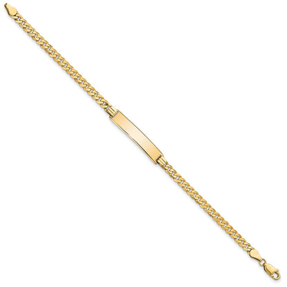 10k Yellow Gold Flat Curb Link ID Chain Bracelet