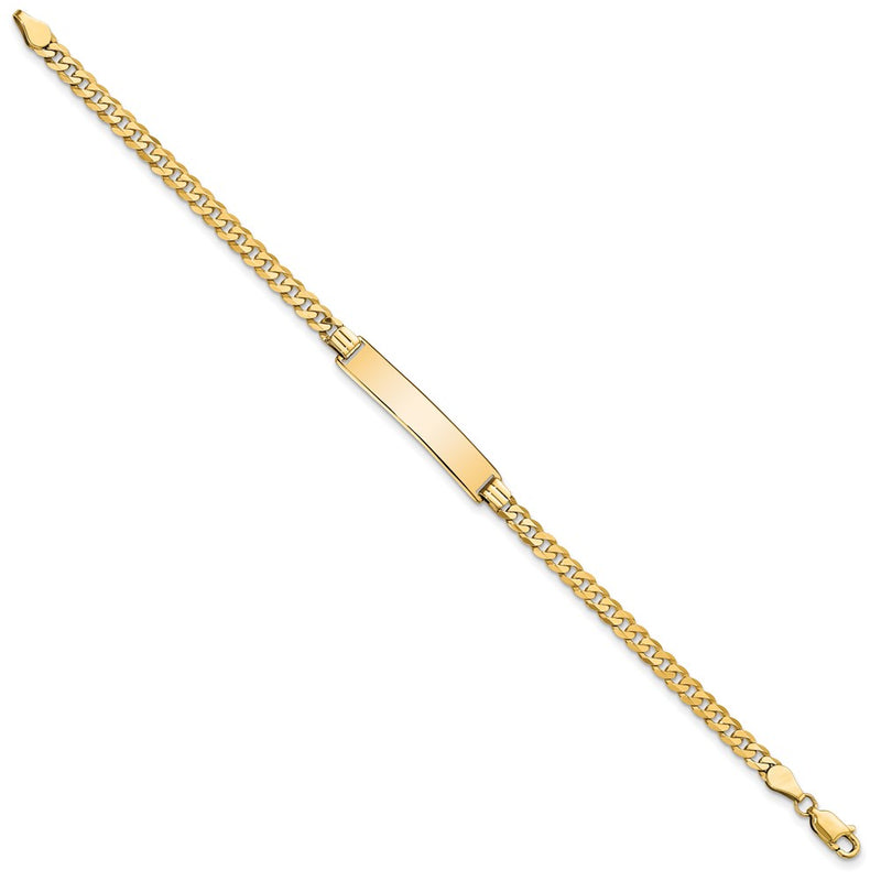 10k Yellow Gold Flat Curb Link ID Chain Bracelet