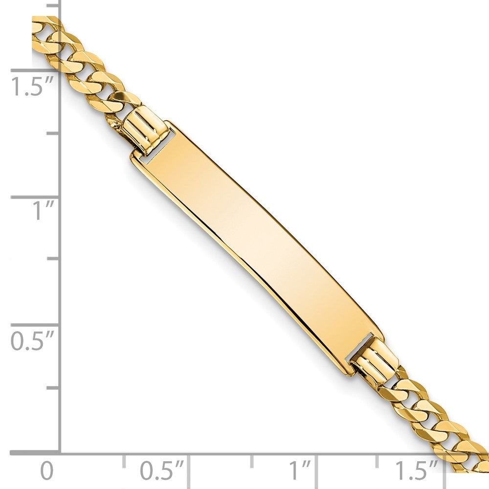 10k Yellow Gold Flat Curb Link ID Chain Bracelet