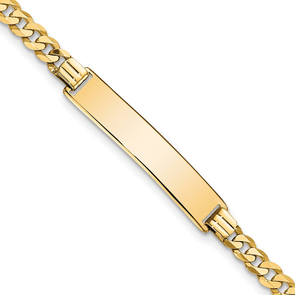 10k Yellow Gold Flat Curb Link ID Chain Bracelet