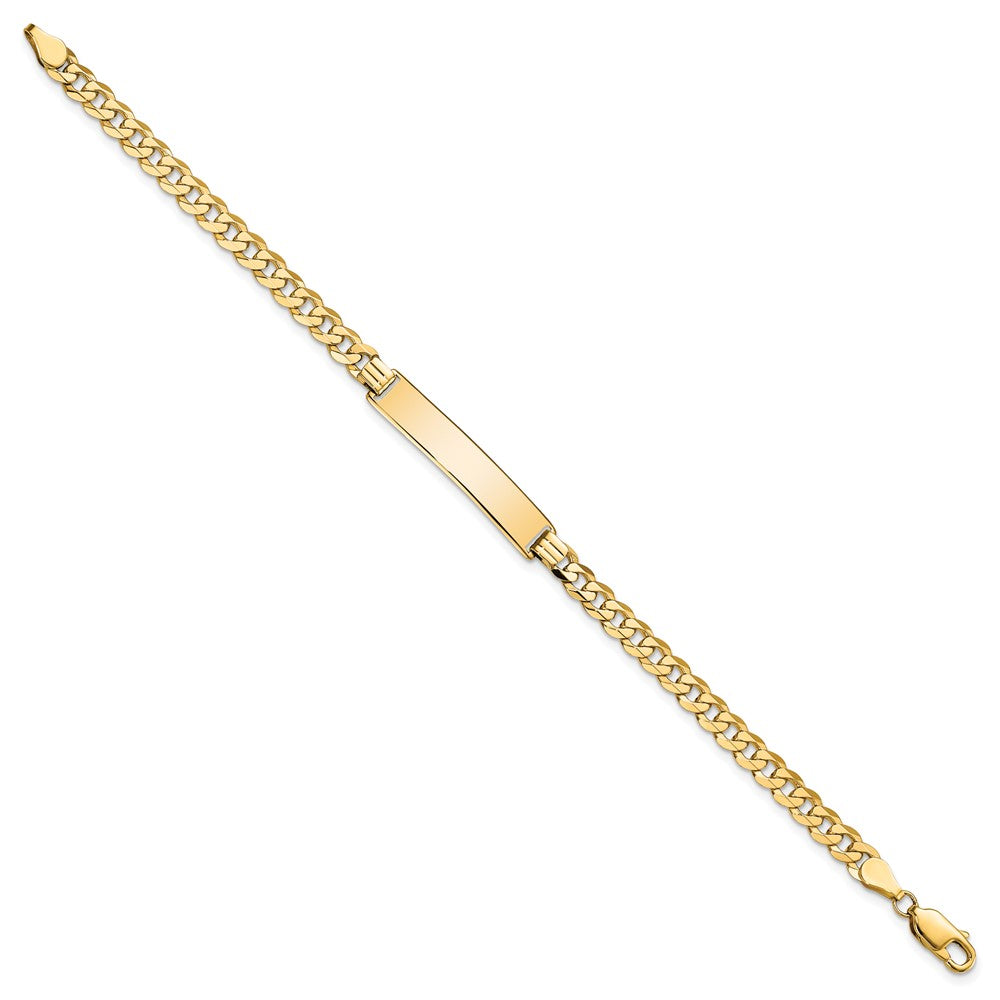 10k Yellow Gold Flat Curb Link ID Chain Bracelet
