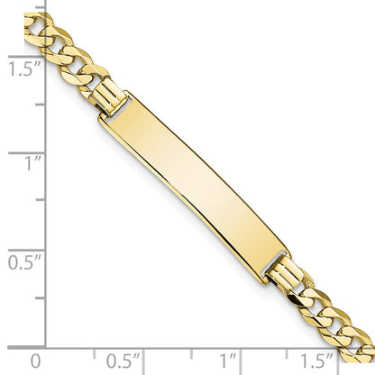10k Yellow Gold Flat Curb Link ID Chain Bracelet