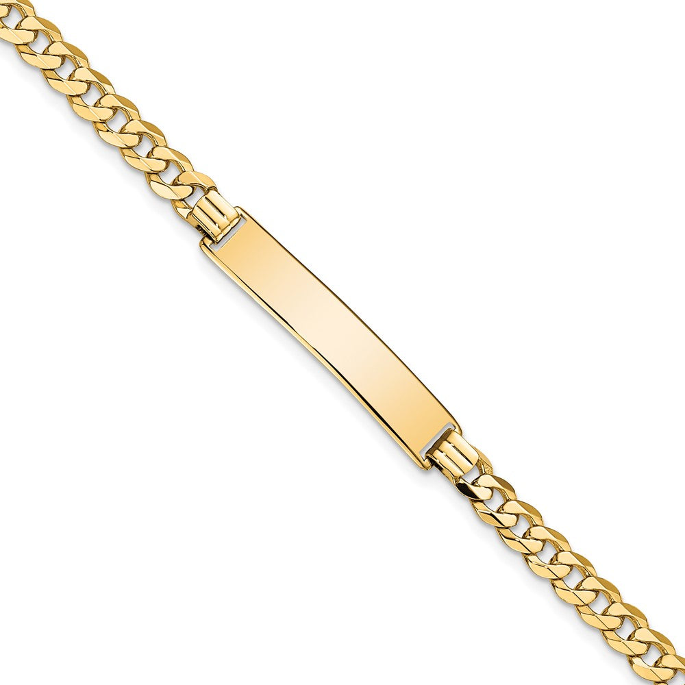 10k Yellow Gold Flat Curb Link ID Chain Bracelet