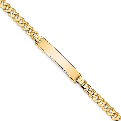 10k Yellow Gold Flat Curb Link ID Chain Bracelet