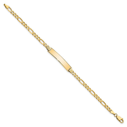 10k Yellow Gold Figaro Link ID Chain Bracelet