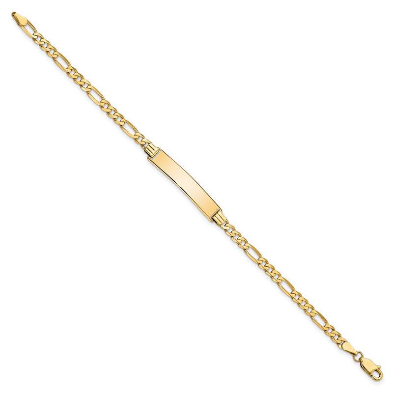 10k Yellow Gold Figaro Link ID Chain Bracelet