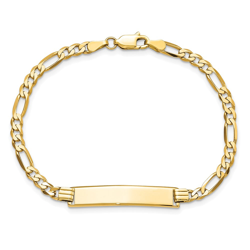 10k Yellow Gold Figaro Link ID Chain Bracelet