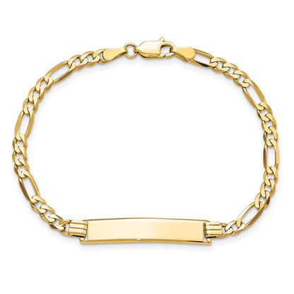 10k Yellow Gold Figaro Link ID Chain Bracelet