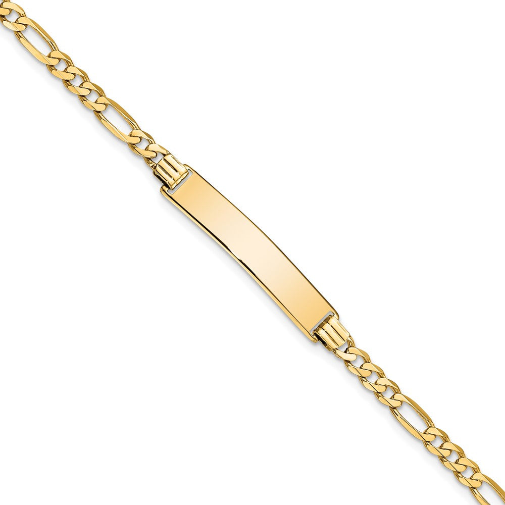 10k Yellow Gold Figaro Link ID Chain Bracelet