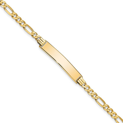 10k Yellow Gold Figaro Link ID Chain Bracelet