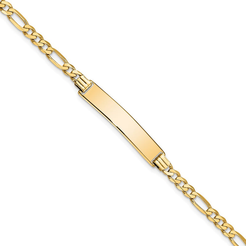 10k Yellow Gold Figaro Link ID Chain Bracelet