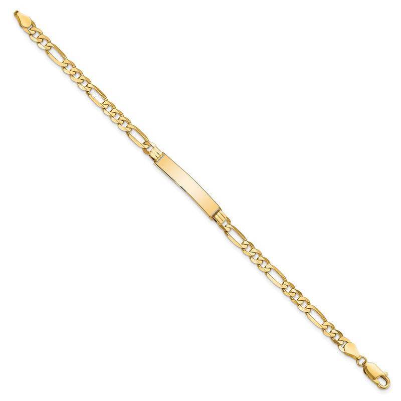 10k Yellow Gold Figaro Link ID Chain Bracelet
