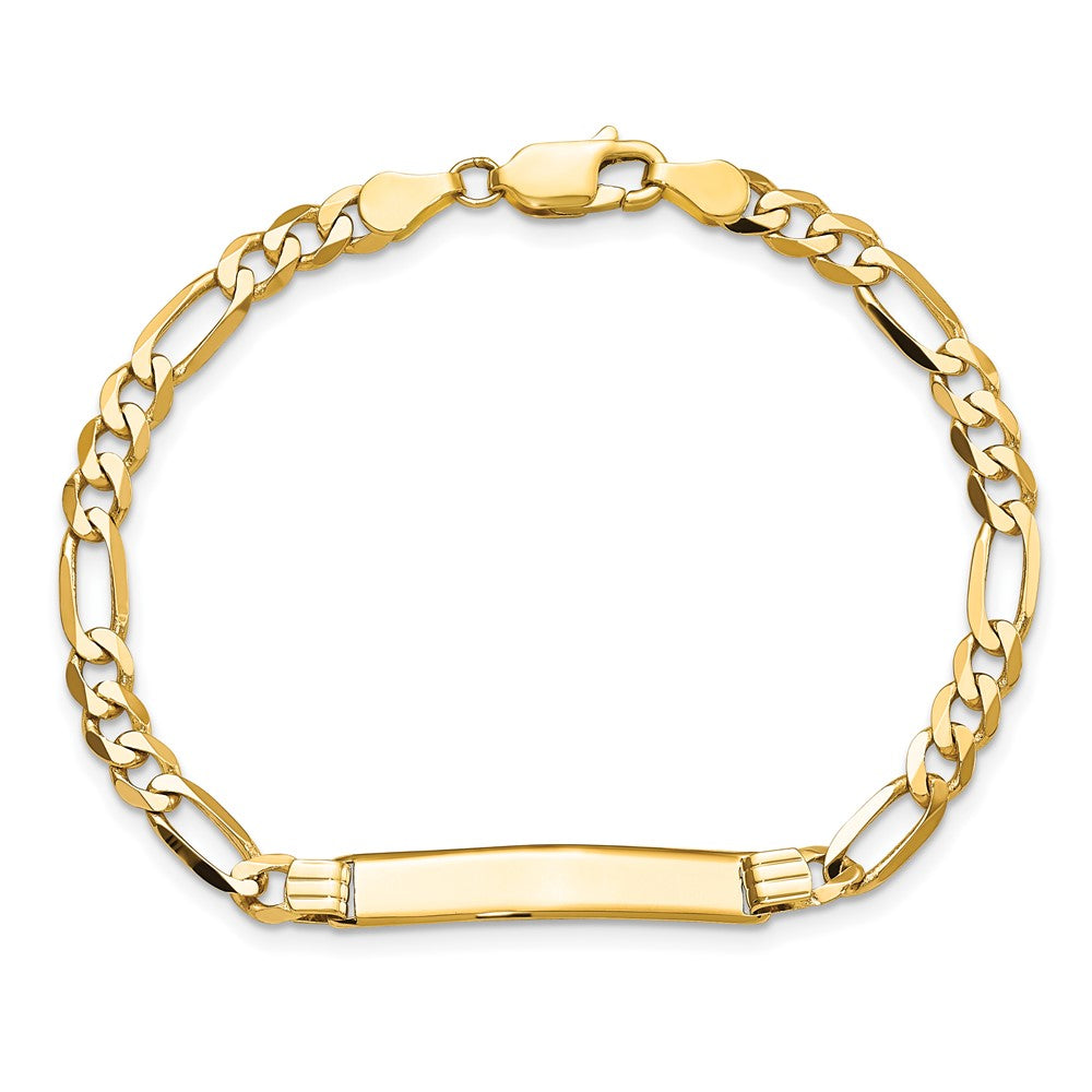 10k Yellow Gold Figaro Link ID Chain Bracelet