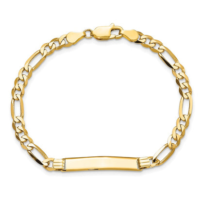 10k Yellow Gold Figaro Link ID Chain Bracelet