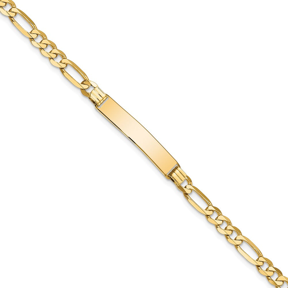 10k Yellow Gold Figaro Link ID Chain Bracelet