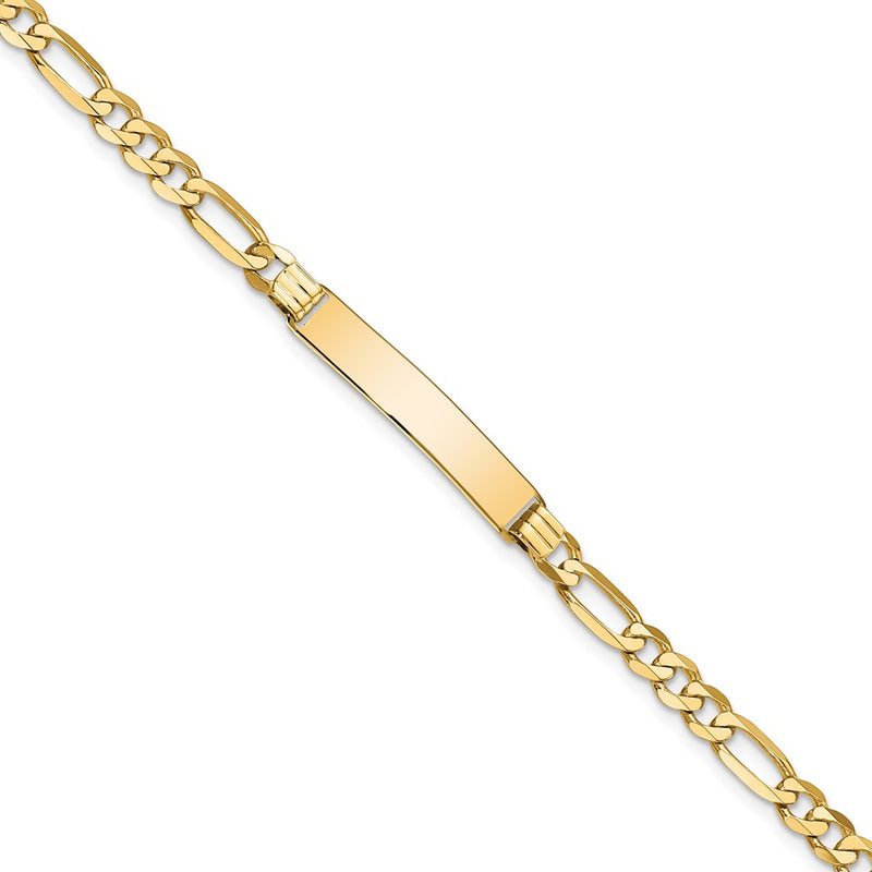 10k Yellow Gold Figaro Link ID Chain Bracelet