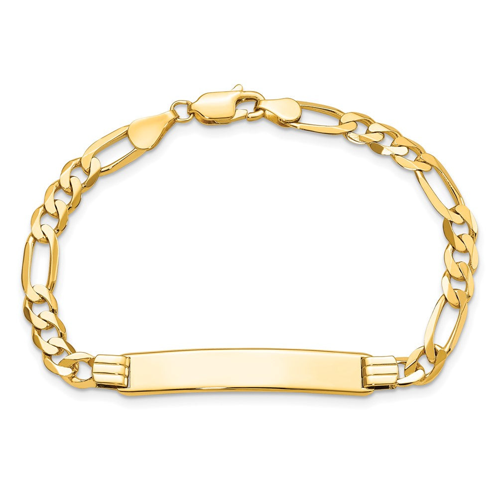 10k Yellow Gold Figaro Link ID Chain Bracelet