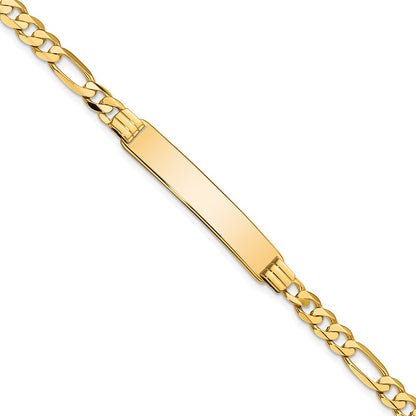 10k Yellow Gold Figaro Link ID Chain Bracelet