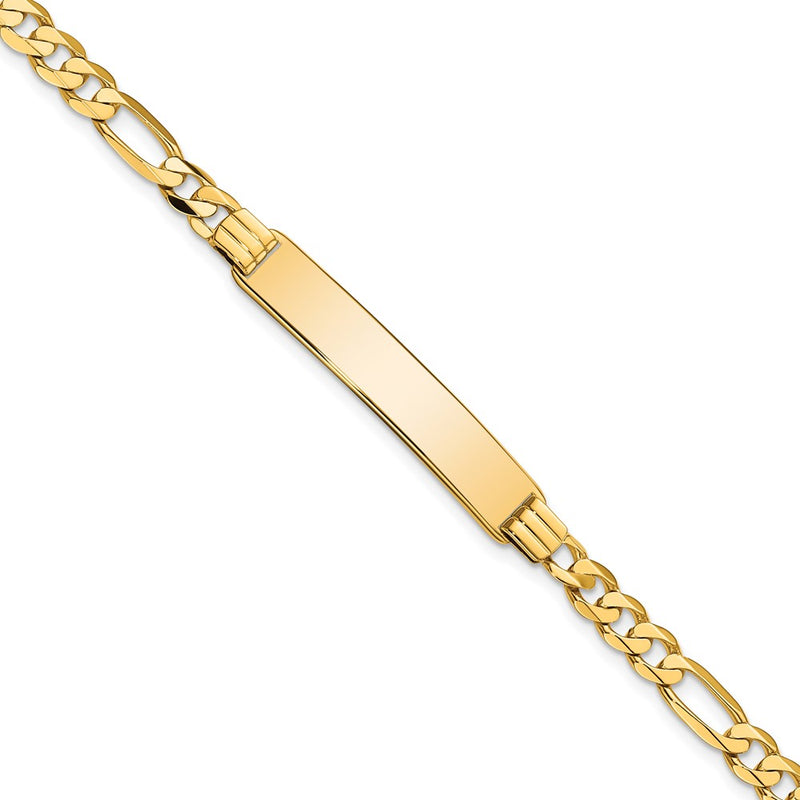 10k Yellow Gold Figaro Link ID Chain Bracelet