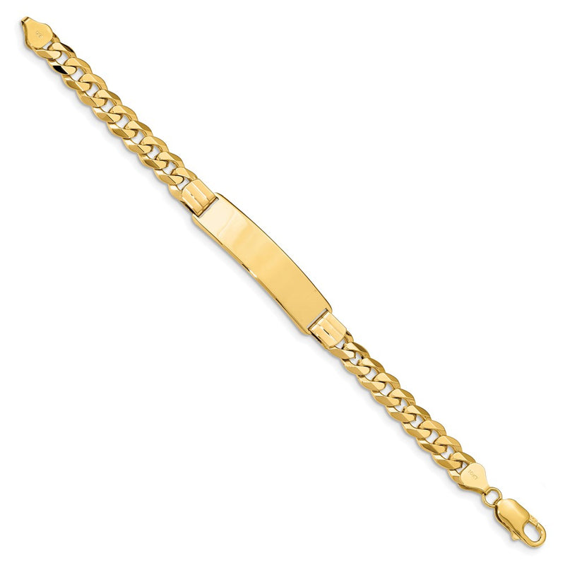 10K Yellow Gold Flat Curb Link Id Chain Bracelet