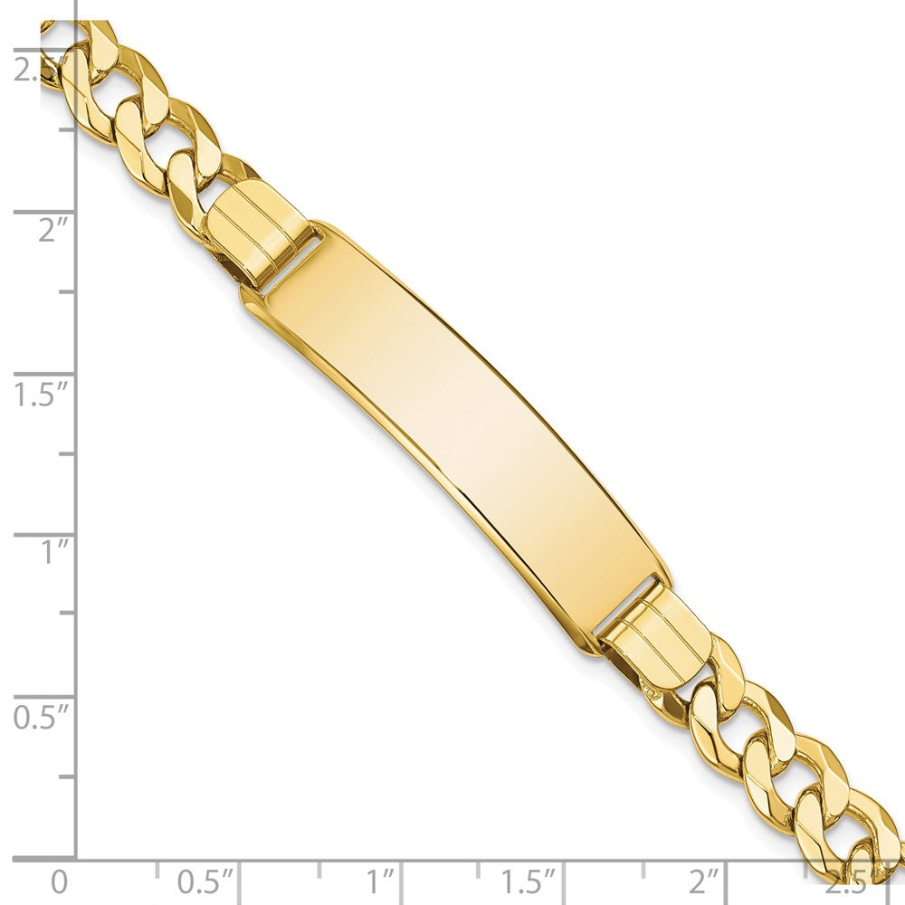 10K Yellow Gold Flat Curb Link Id Chain Bracelet