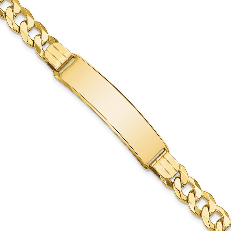 10K Yellow Gold Flat Curb Link Id Chain Bracelet