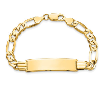 10K Yellow Gold Figaro Link Id Chain Bracelet