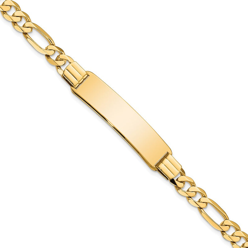 10K Yellow Gold Figaro Link Id Chain Bracelet