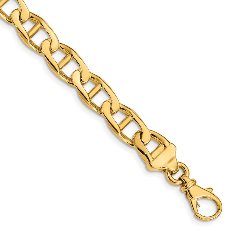 10K Yellow Gold 8.5mm Hand-Polished Anchor Link Chain Bracelet