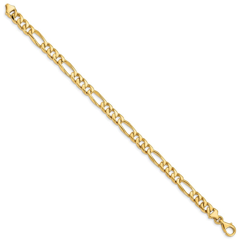 10K Yellow Gold 7mm Hand-Polished Figaro Link Chain Bracelet