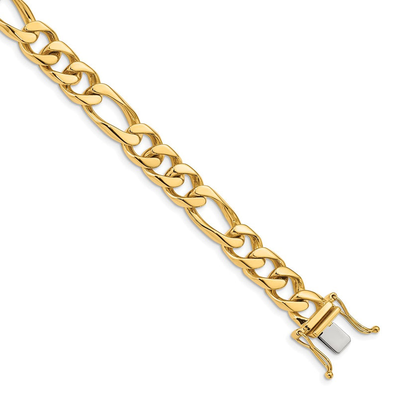 10K Yellow Gold 8.8mm Hand-Polished Figaro Link Chain Bracelet