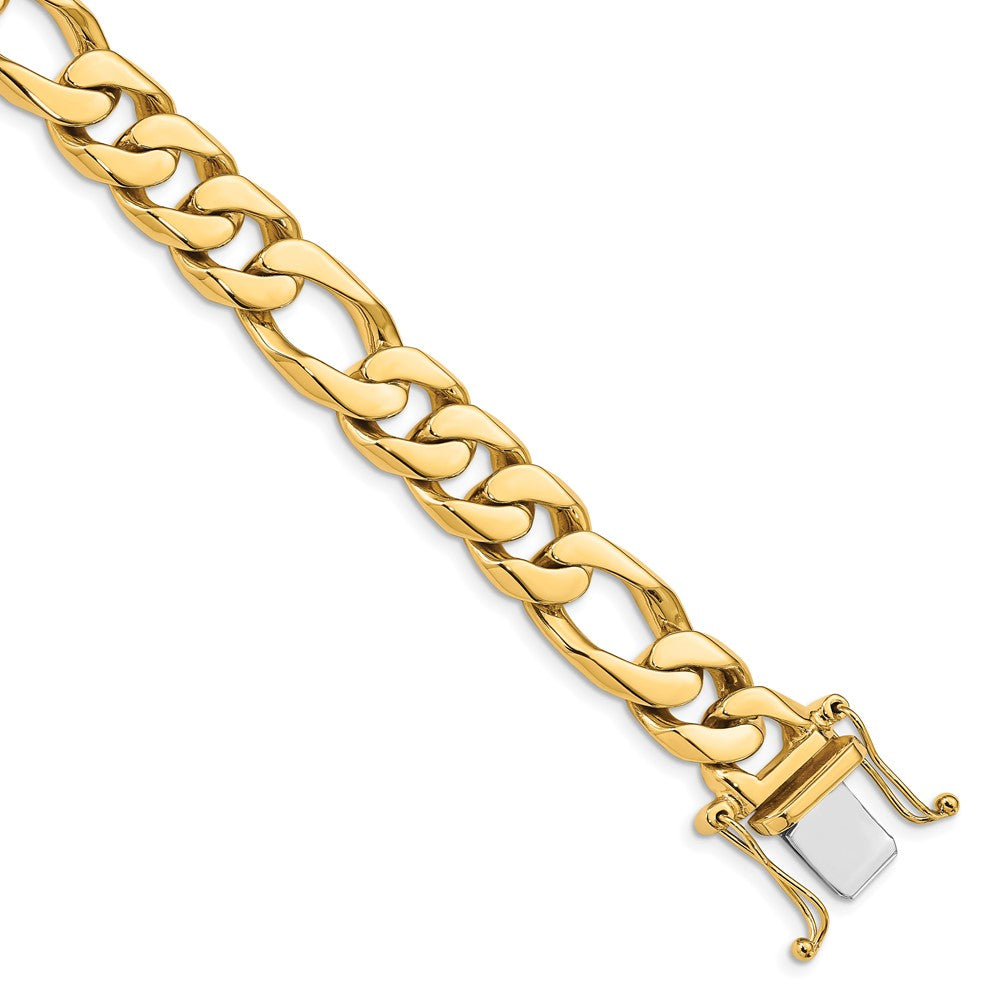 10K Yellow Gold 11mm Hand-Polished Figaro Link Chain Bracelet