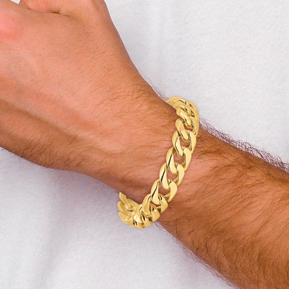 10k Yellow Gold 13.4mm Hand-polished Rounded Curb Link Chain Bracelet