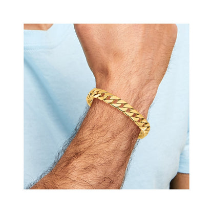 10K Yellow Gold 10.2mm Hand-Polished Fancy Link Chain Bracelet