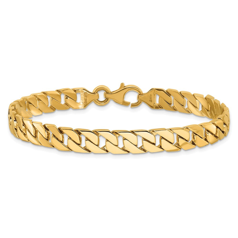 10K Yellow Gold 7.4mm Hand-Polished Fancy Link Chain Bracelet